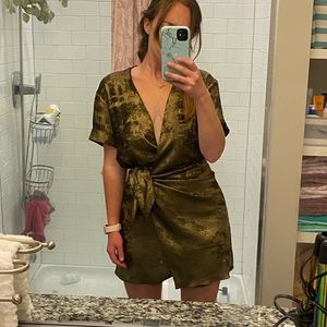 Zara metallic wrap dress